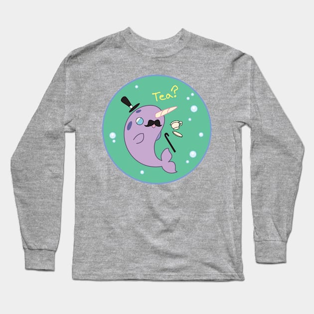 Gentleman Narwhal Long Sleeve T-Shirt by Red_Bean_Art